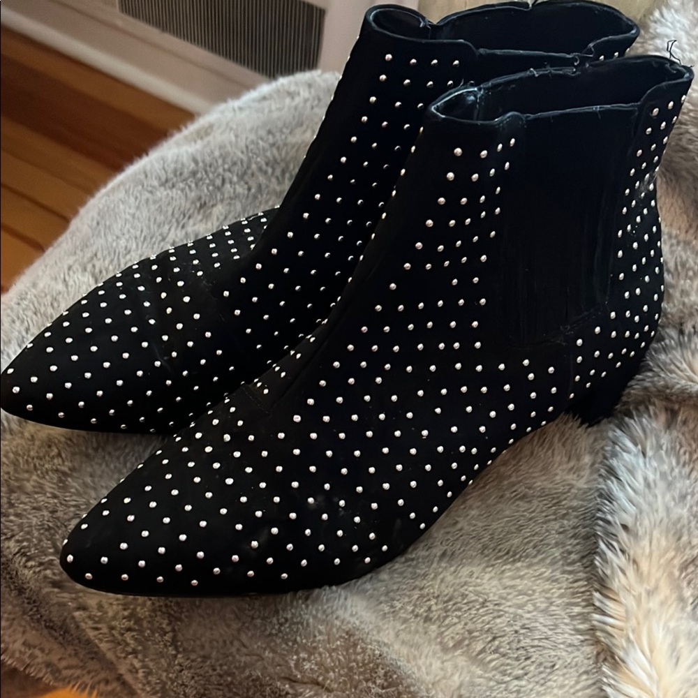 Black and White Polka Dot Ankle Boots
